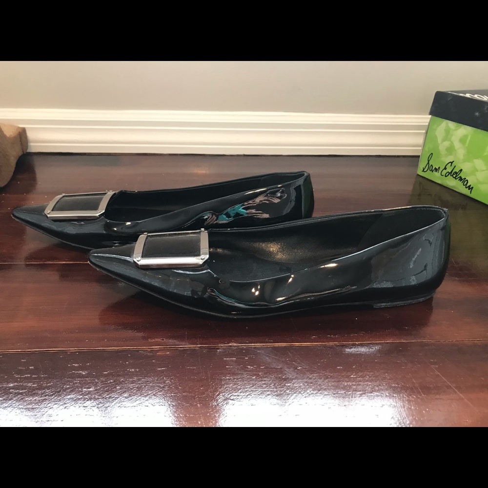 Prada black patent ballet flats